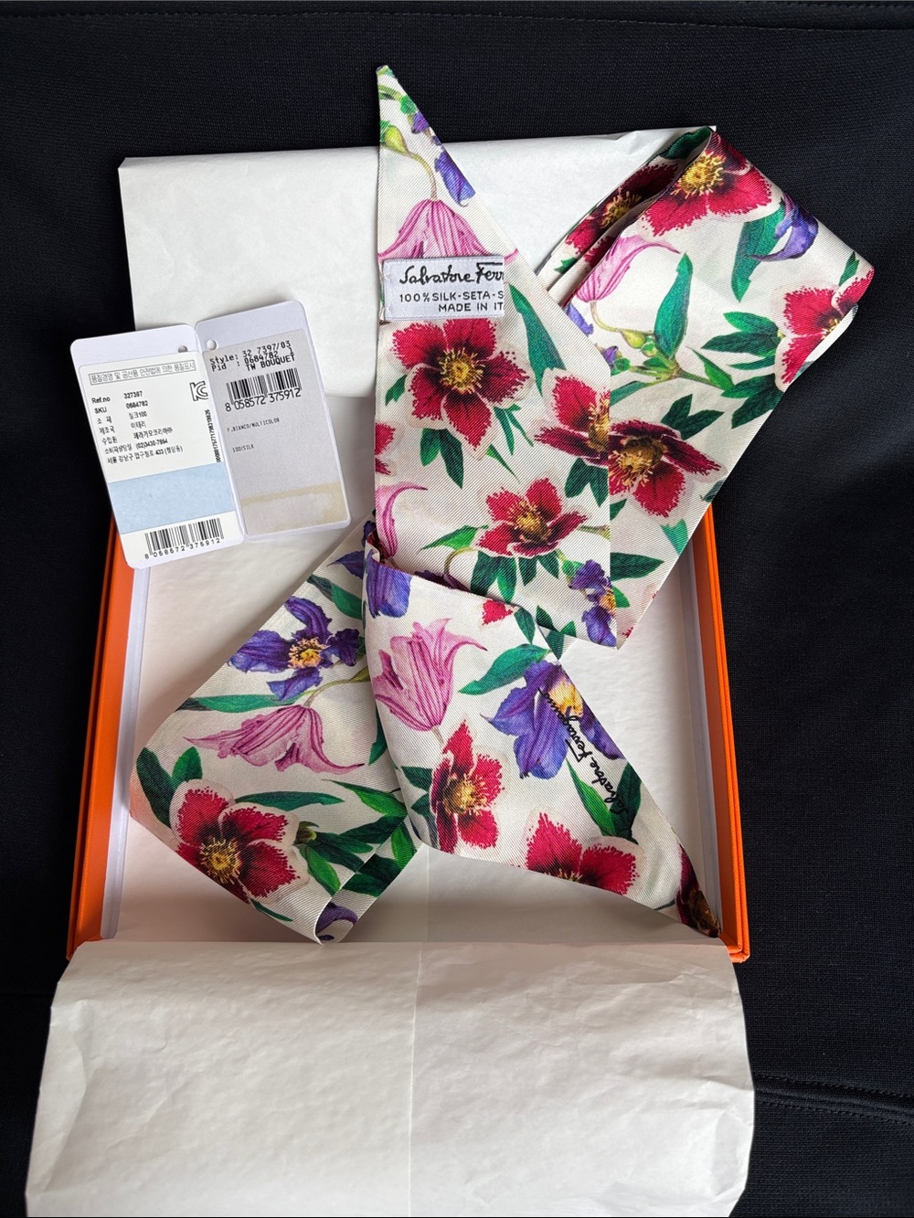 New! Salvatore Ferragamo bandeau silk scarf